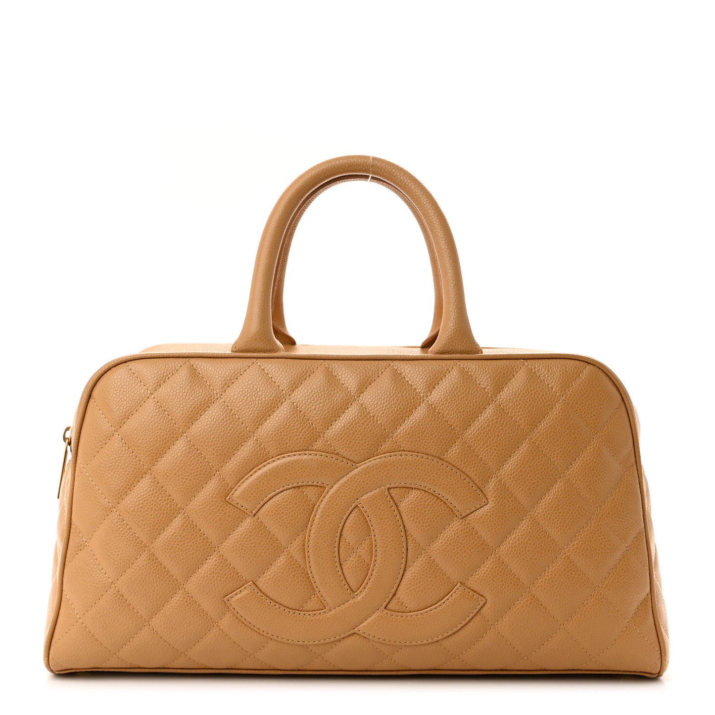 Caviar Quilted Large Bowler Bag Beige