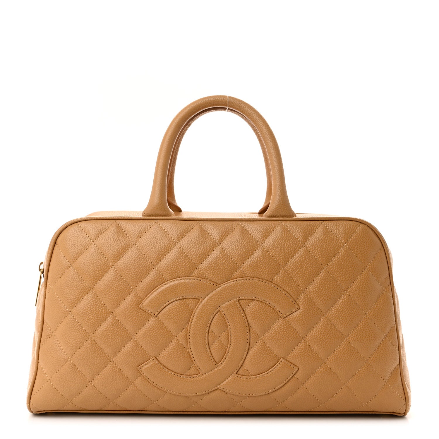Chanel Caviar Quilted Large Bowler Bag Beige 1 of 12