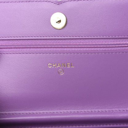 Chanel Caviar Quilted CC Filigree Wallet On Chain WOC Purple 8 of 11