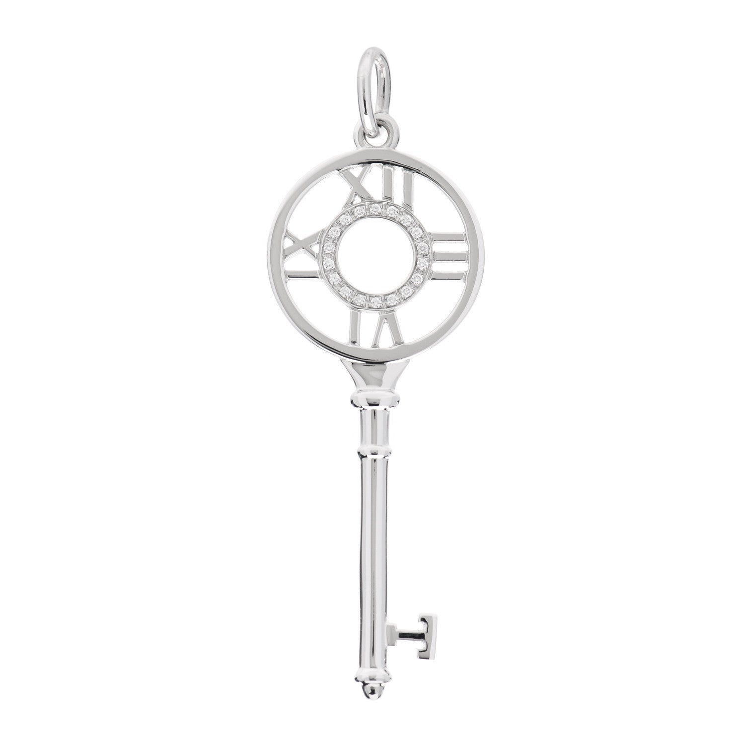Tiffany 18K White Gold Diamond Atlas Key Pendant 1 of 4
