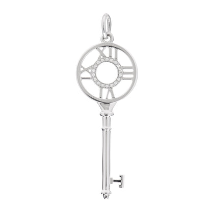 Tiffany 18K White Gold Diamond Atlas Key Pendant 1 of 4