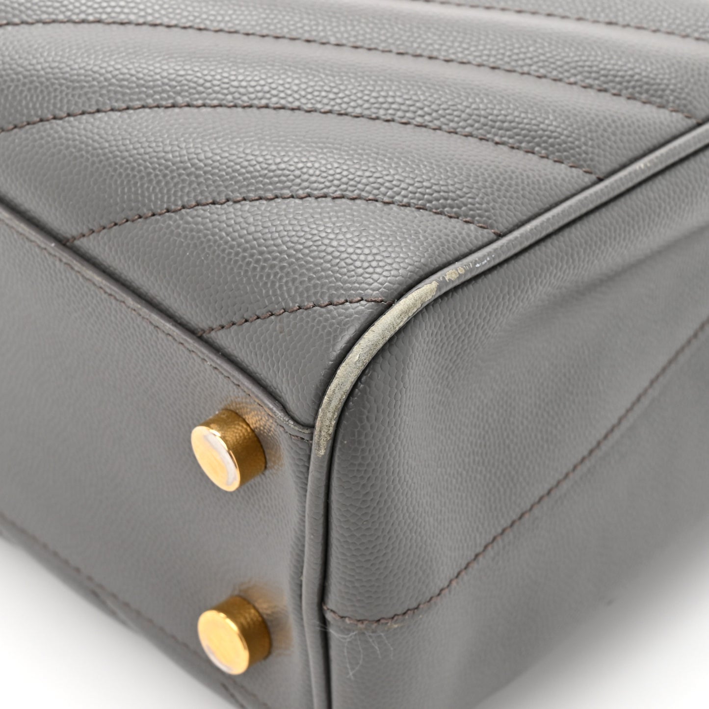 Grain De Poudre Matelasse Chevron Monogram Shopping Bag Fog
