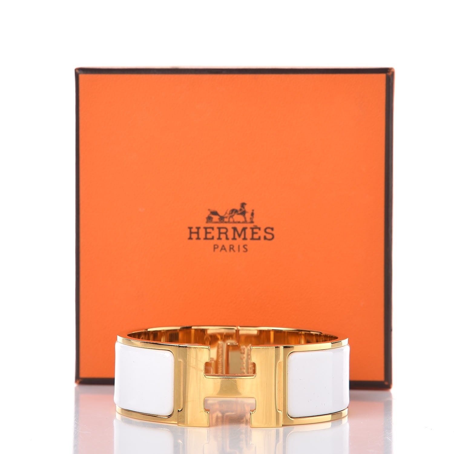 Hermes Enamel Wide Clic Clac H Bracelet PM White 5 of 5