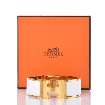Hermes Enamel Wide Clic Clac H Bracelet PM White 5 of 5