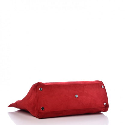 Saint Laurent Calfskin Suede Stud Reversible Shopper Tote Red 16 of 19
