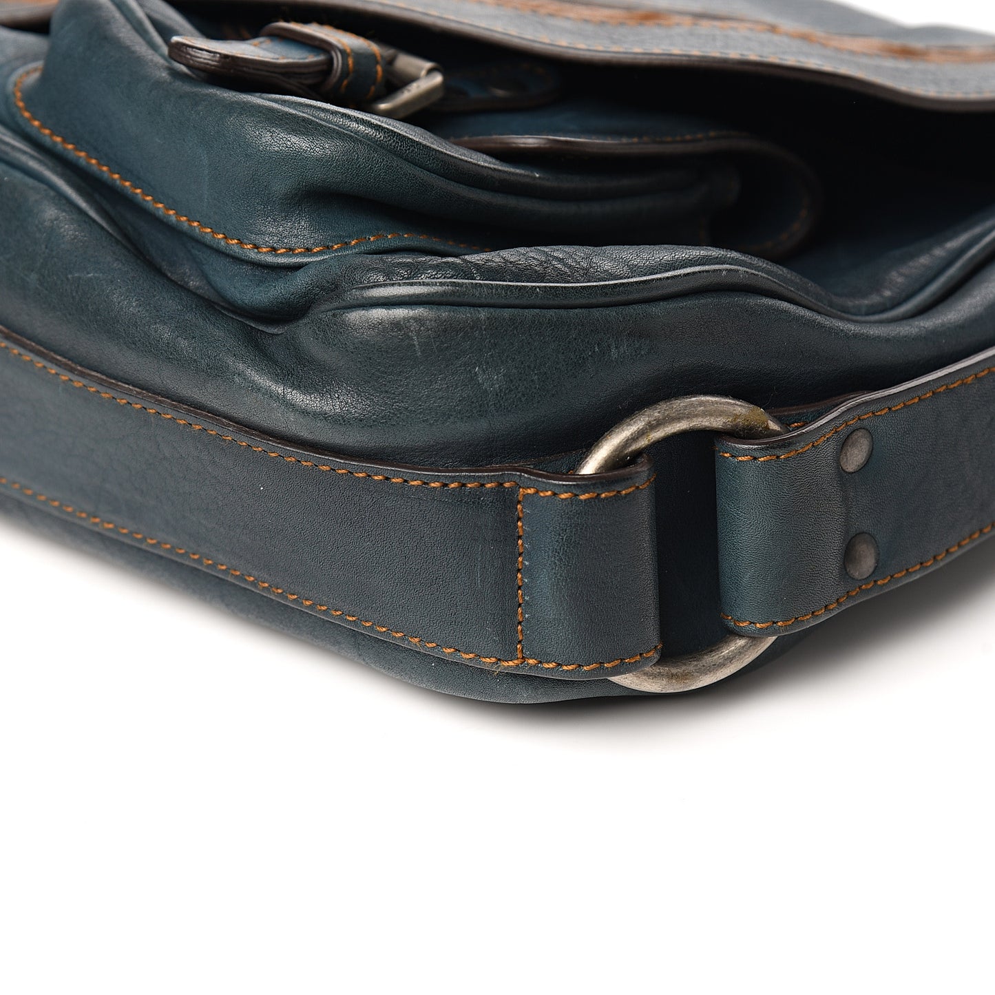 Calfskin Medium Gaucho Double Saddle Bag Dark Blue