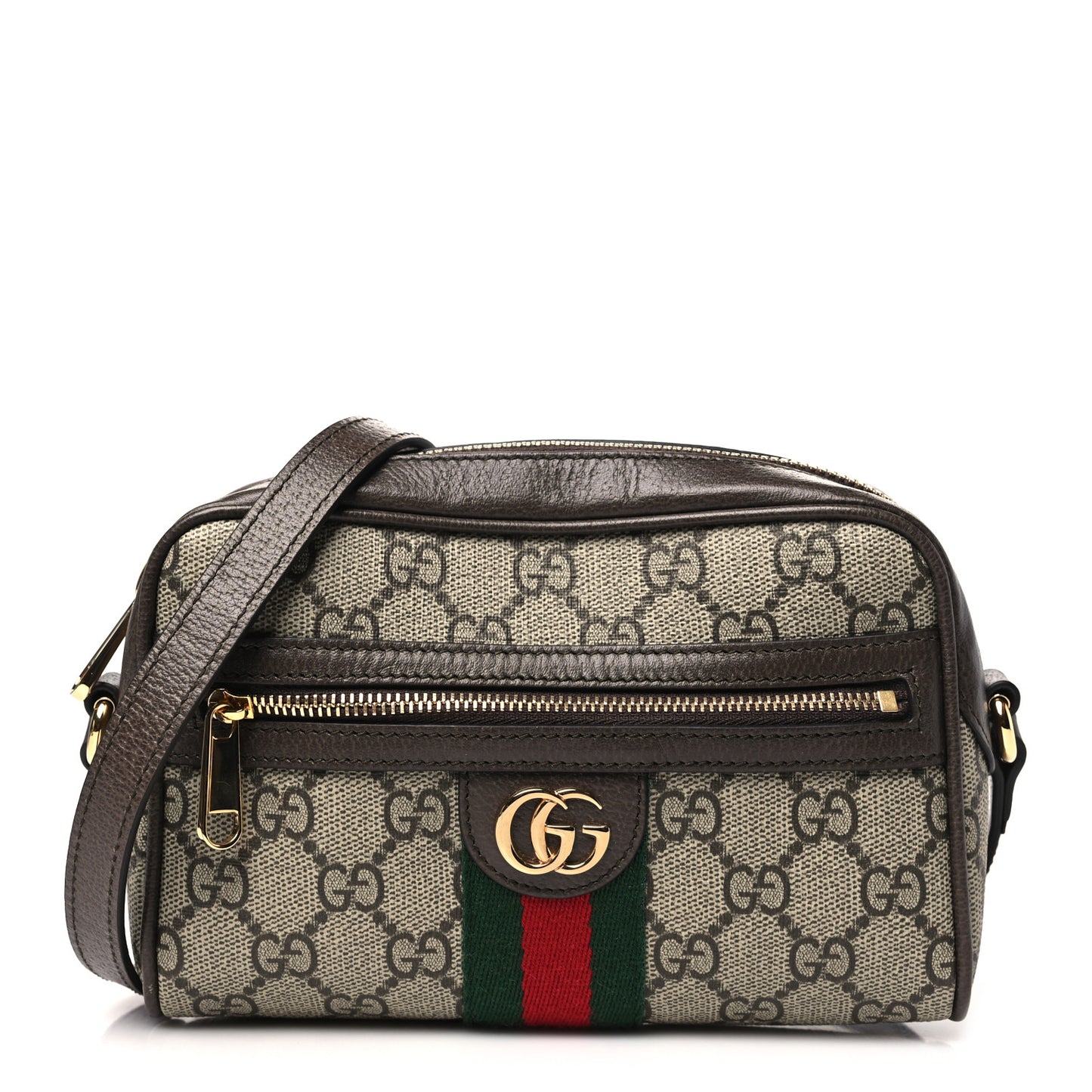 GG Supreme Monogram Textured Dollar Calfskin Mini Ophidia Shoulder Bag Beige Ebony New Acero