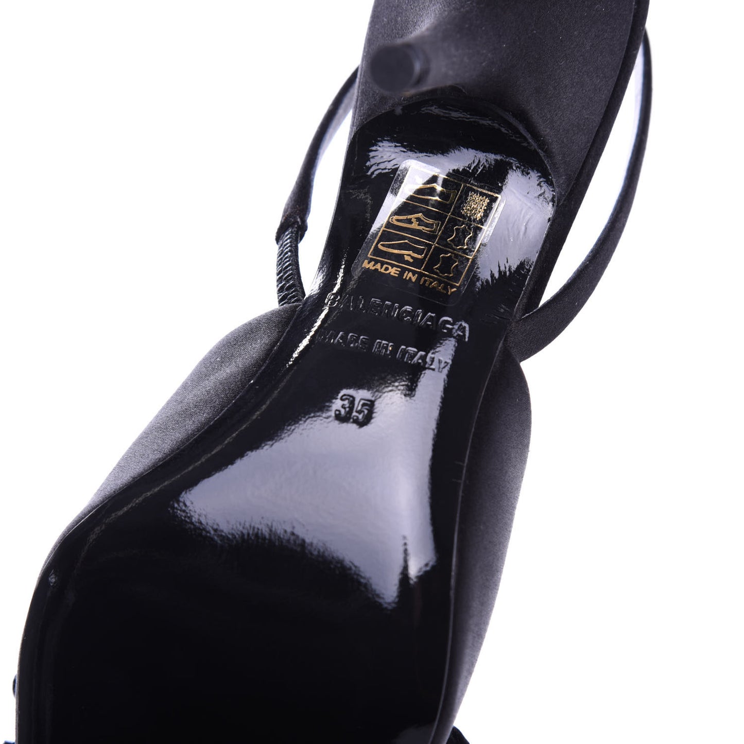 Satin Pointed Toe Knife Slingback Mules 35 Black