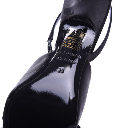 Balenciaga Satin Pointed Toe Knife Slingback Mules 35 Black 9 of 10