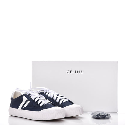 Celine Canvas Plimsole Sneakers 37 Navy White 10 of 10