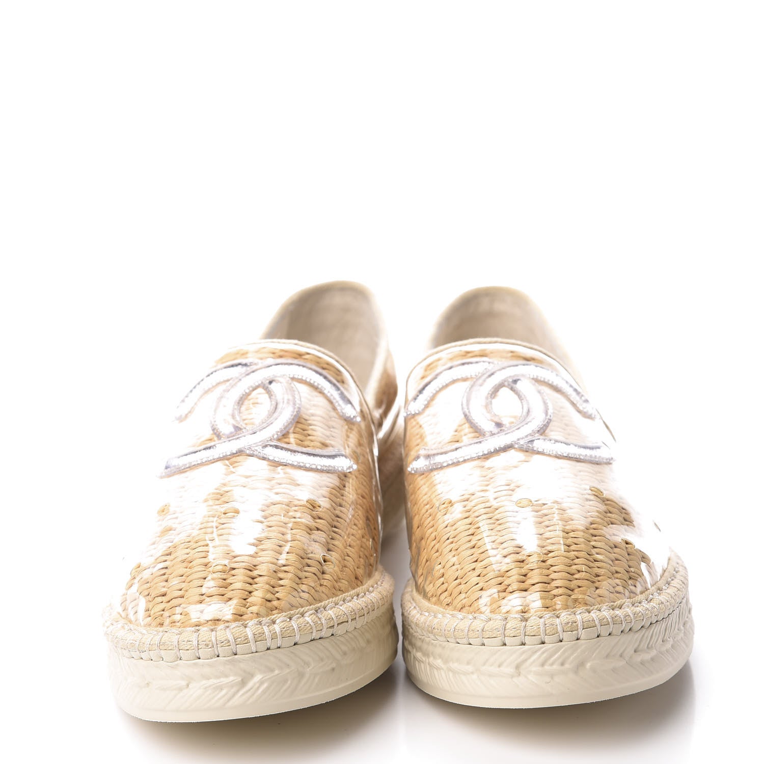Chanel PVC Raffia CC Espadrilles 41 Beige 3 of 11