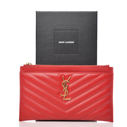 Saint Laurent Grain De Poudre Chevron Monogram Bill Pouch Bandana Red 8 of 8