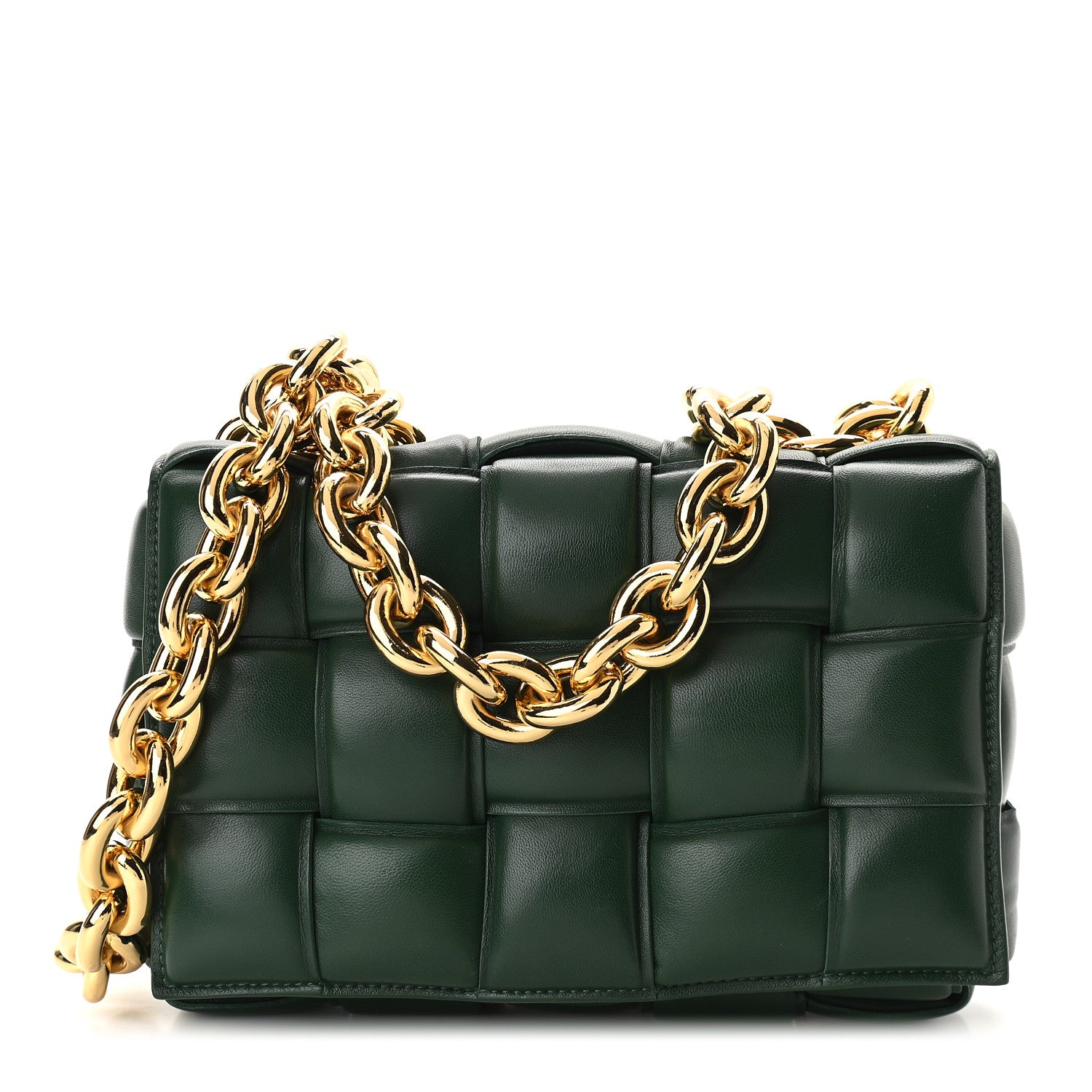 Bottega Veneta Lambskin Maxi Intreccio Padded Chain Cassette Crossbody Bag Raintree 1 of 9