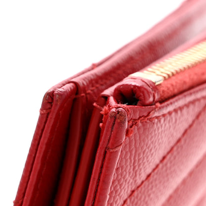 Saint Laurent Grain De Poudre Matelasse Chevron Monogram Zipped Card Case Bandana Red 10 of 11