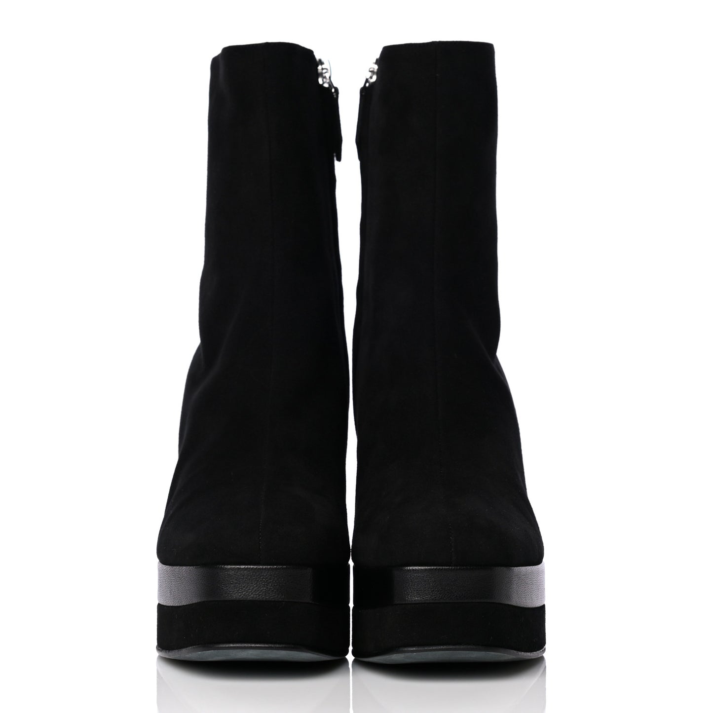 Suede Goatskin Womens Wedge Boot 36.5 Black