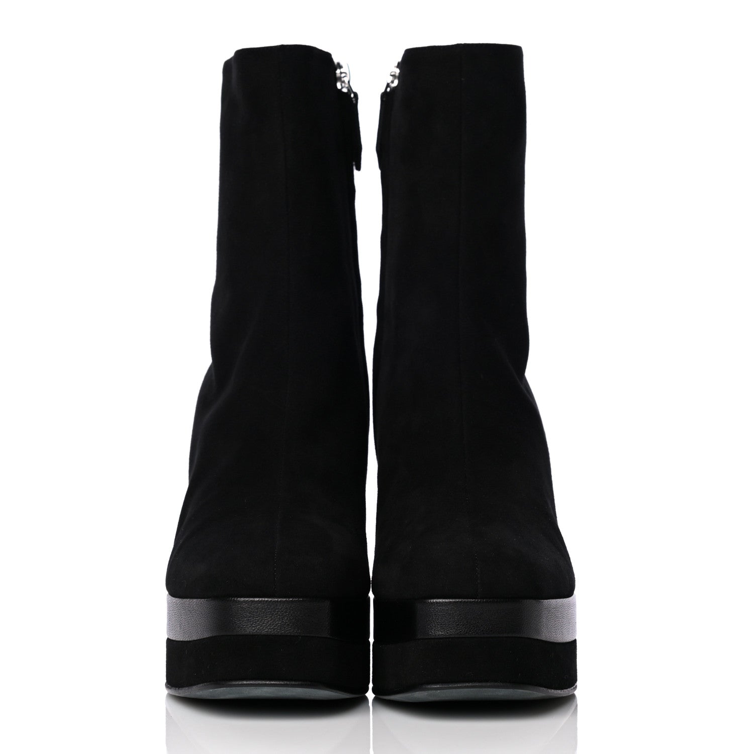 Hermes Suede Goatskin Womens Wedge Boot 36.5 Black 2 of 10