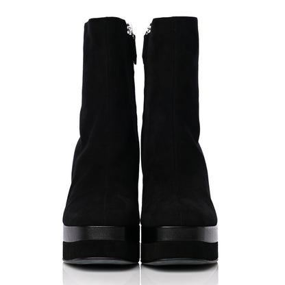 Hermes Suede Goatskin Womens Wedge Boot 36.5 Black 2 of 10