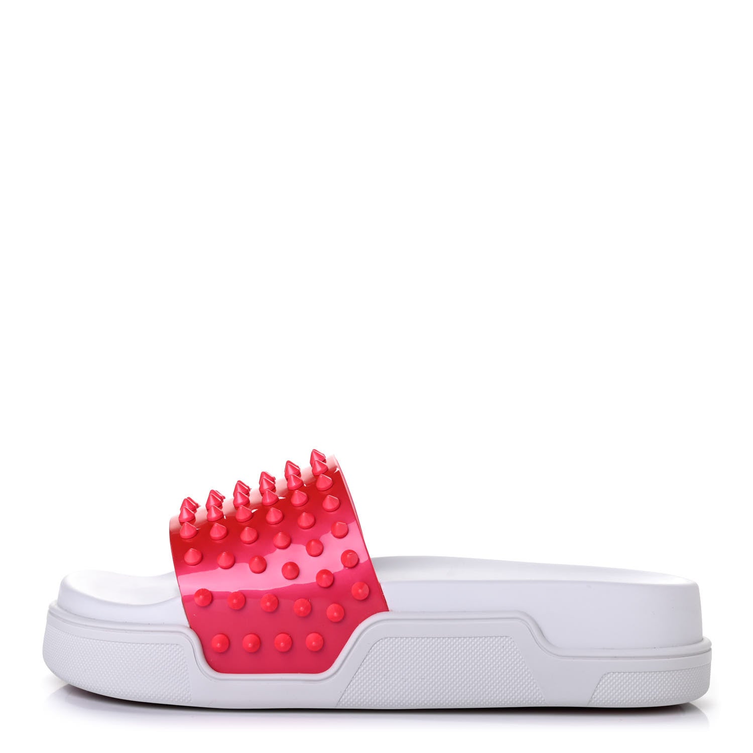 Christian Louboutin Calfskin Donna Studded Pool Fun Platform Flat Slide Sandals 39 Floride 1 of 4