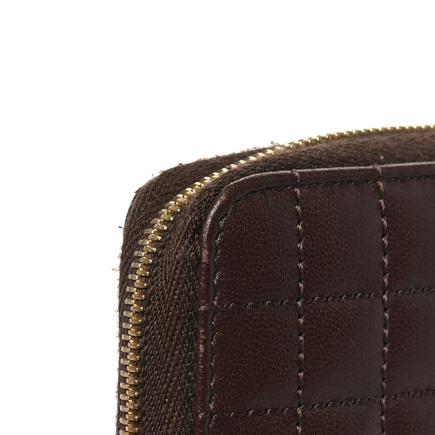 Celine Lambskin Quilted C Charm Zip Around Wallet Brown 9 of 9