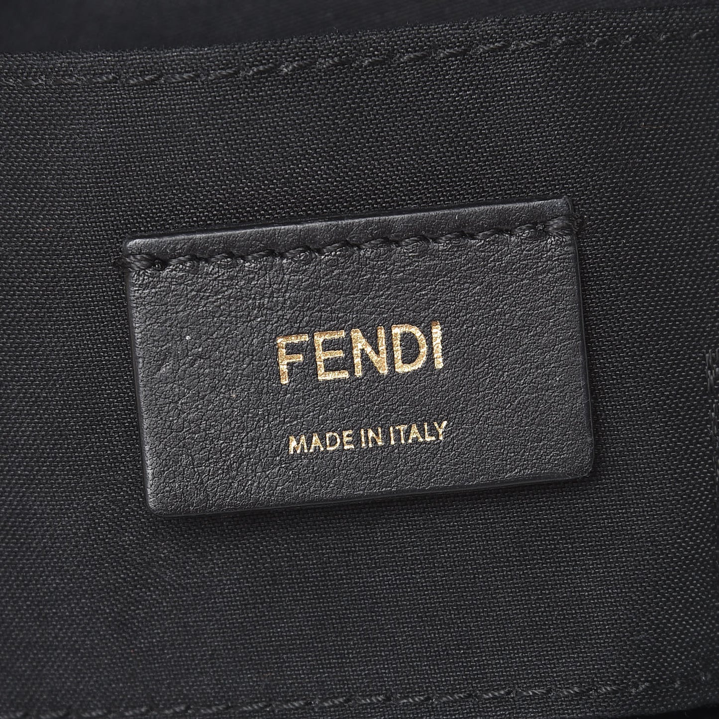 Glazed Fabric Vitello Century F is Fendi FF 1974 Stamp Patch Camera Case Mogano Panna Black