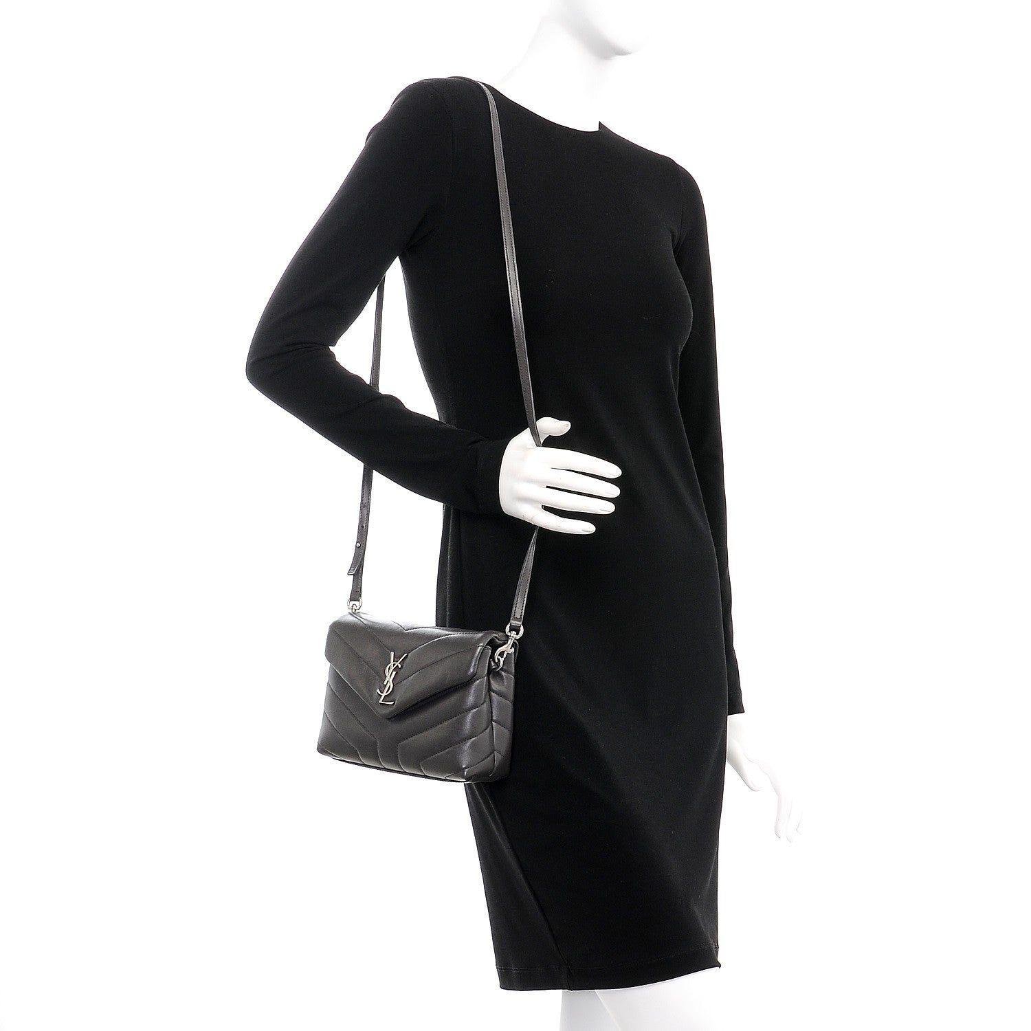 Saint Laurent Calfskin Y Quilted Monogram Toy Loulou Crossbody Bag Asphalt 2 of 9