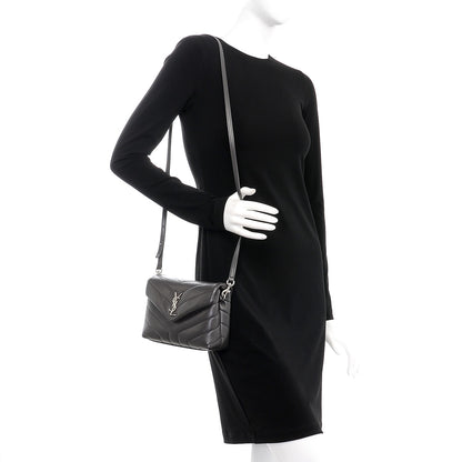 Saint Laurent Calfskin Y Quilted Monogram Toy Loulou Crossbody Bag Asphalt 2 of 9