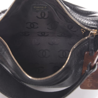 Chanel Caviar CC Wood Chain Hobo Black 5 of 11