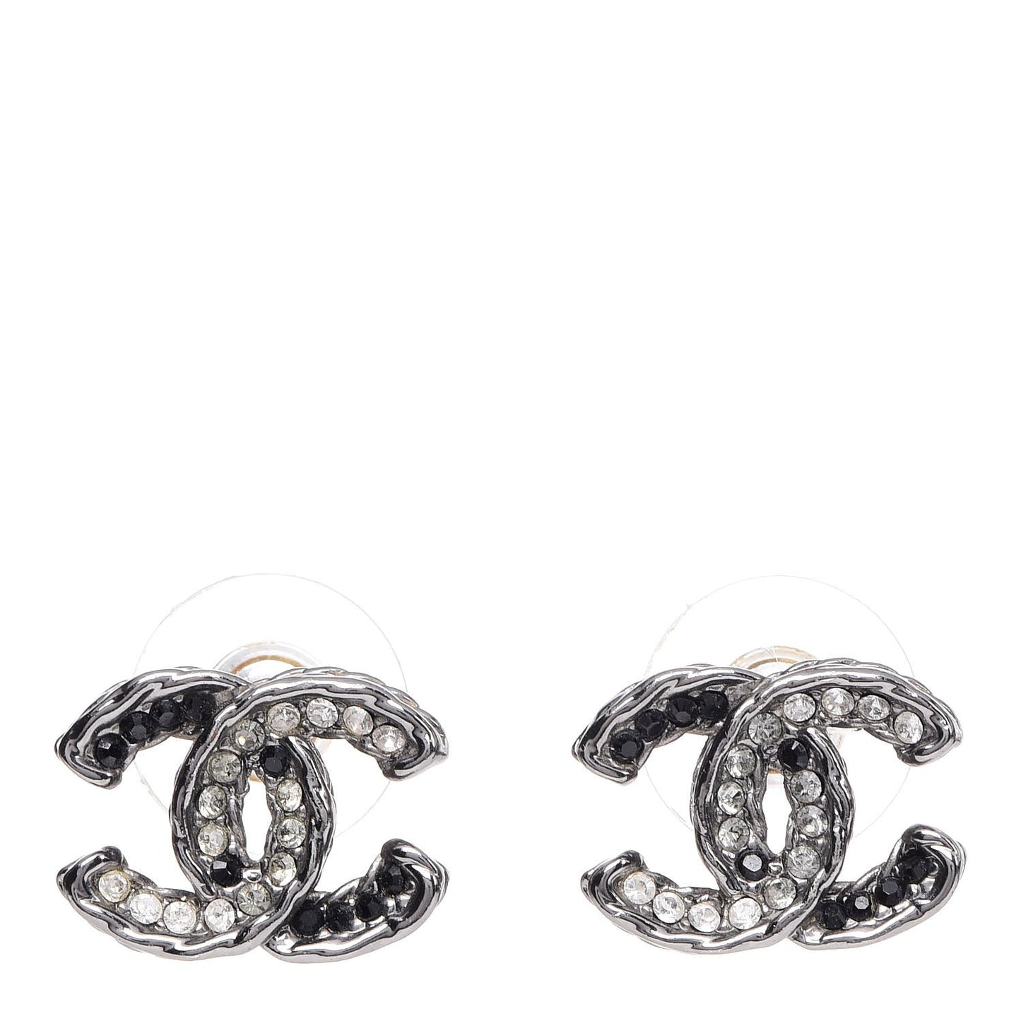 Ruthenium Crystal CC Earrings Silver Black