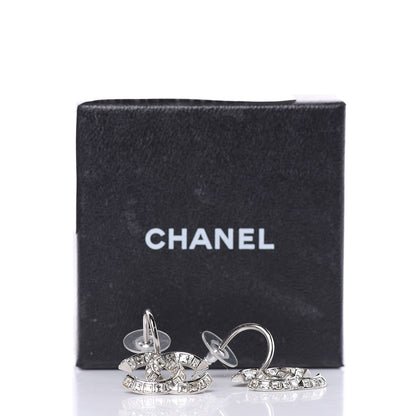 Chanel Baguette Crystal CC Dangle Earrings Silver 6 of 6