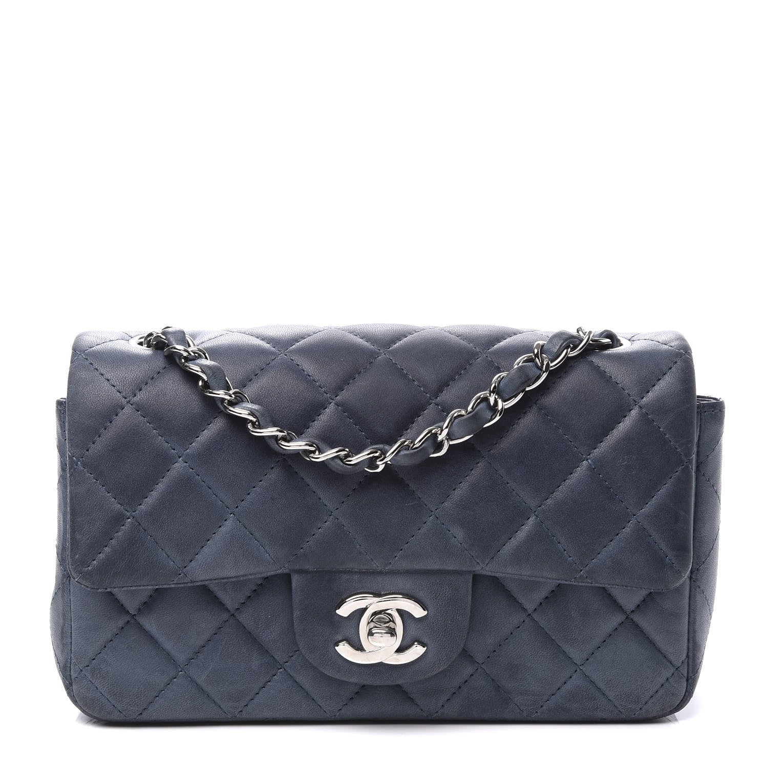Chanel Lambskin Quilted Mini Rectangular Flap Dark Blue 1 of 10