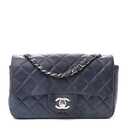 Chanel Lambskin Quilted Mini Rectangular Flap Dark Blue 1 of 10