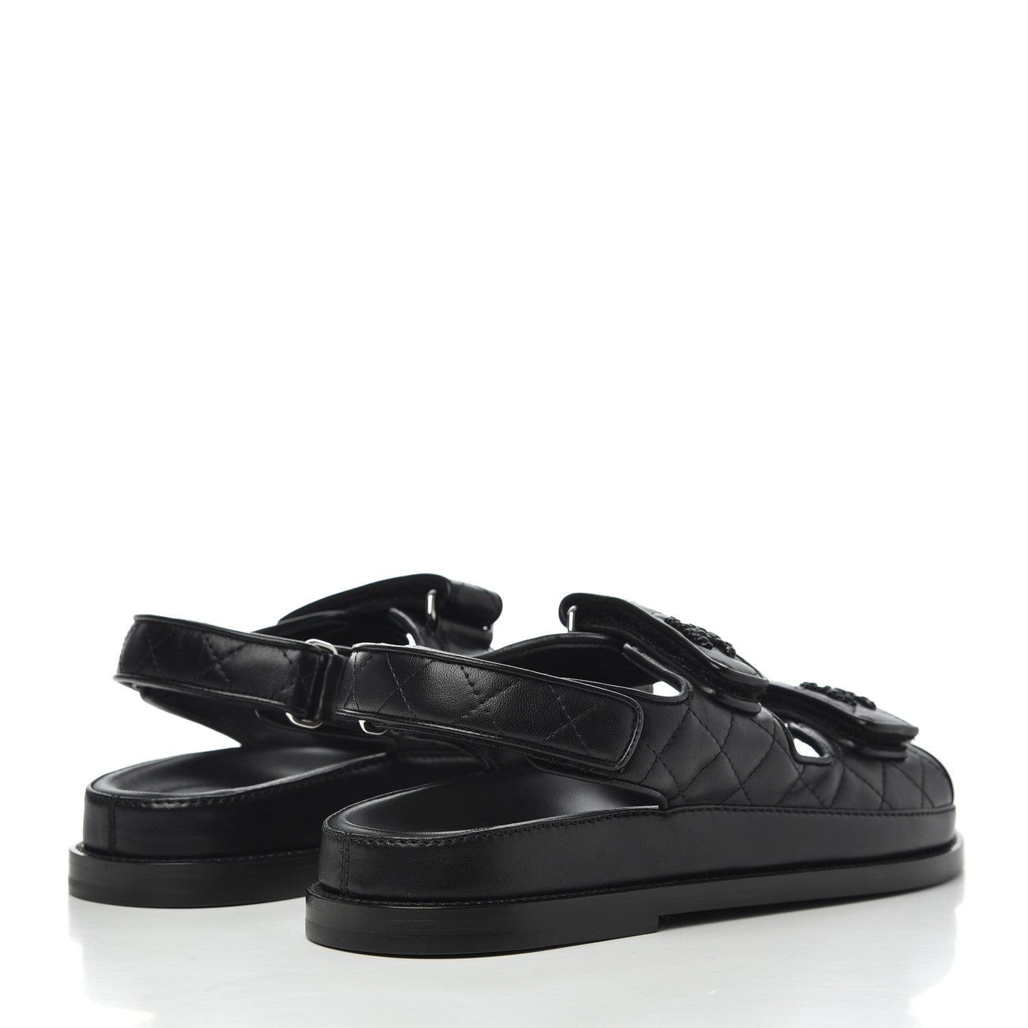Chanel Lambskin Velcro Dad Sandals 36.5 Black 4 of 11