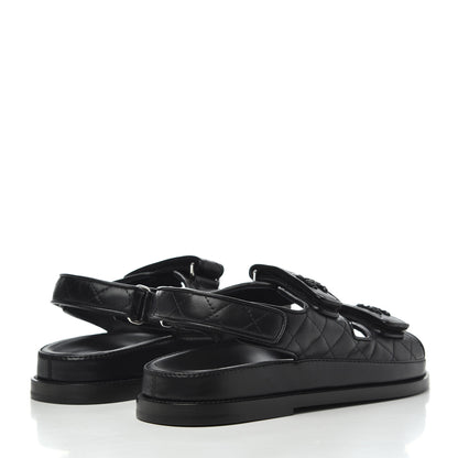 Chanel Lambskin Velcro Dad Sandals 36.5 Black 4 of 11