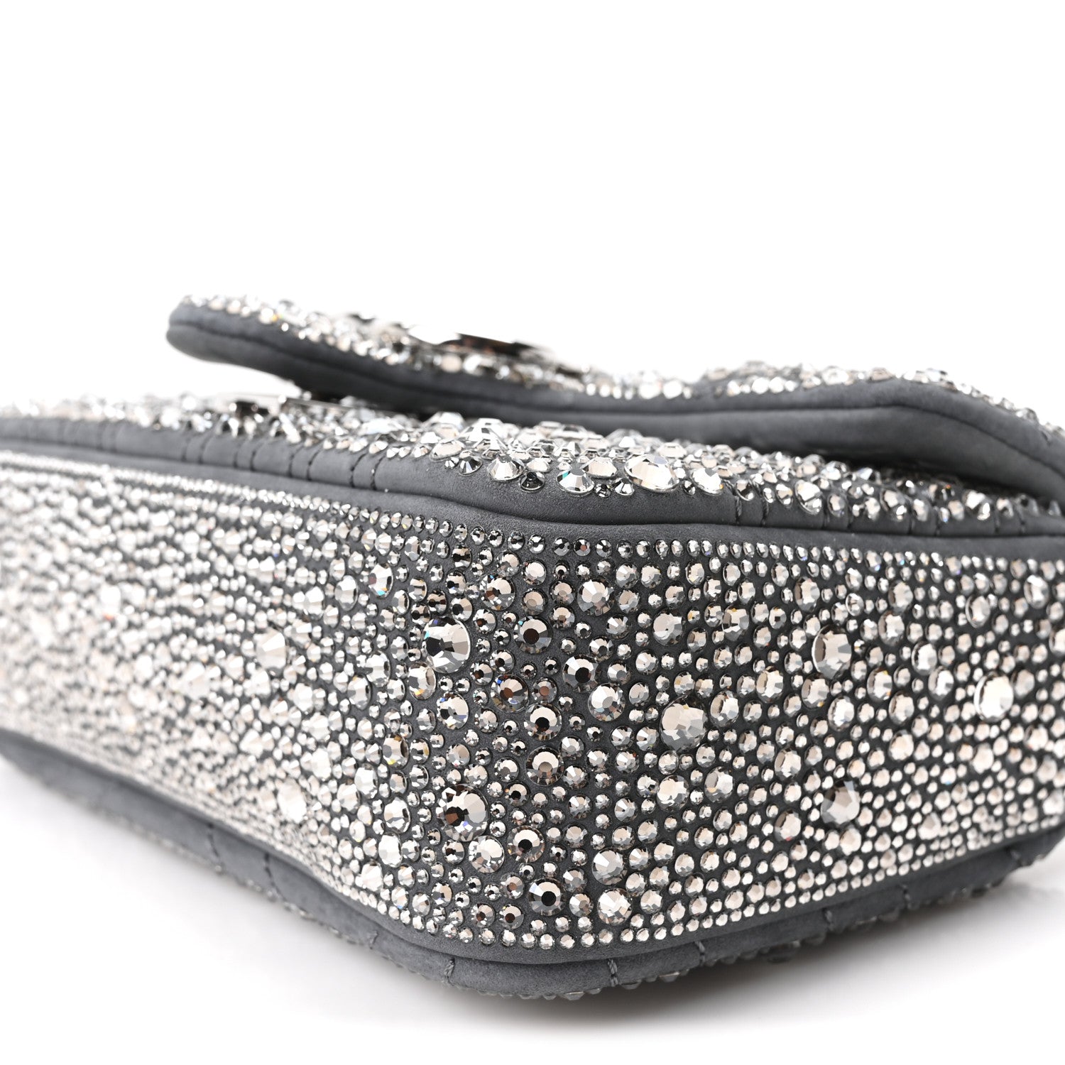 Gucci Suede Matelasse Crystal Mini GG Marmont Shoulder Bag Grey 10 of 10