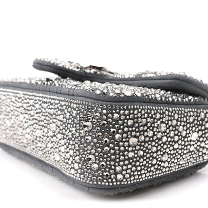 Gucci Suede Matelasse Crystal Mini GG Marmont Shoulder Bag Grey 10 of 10