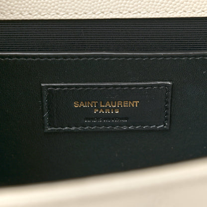 Saint Laurent Grain De Poudre Textured Mixed Matelasse Medium Triquilt Monogram Satchel Blanc Vintage 7 of 11