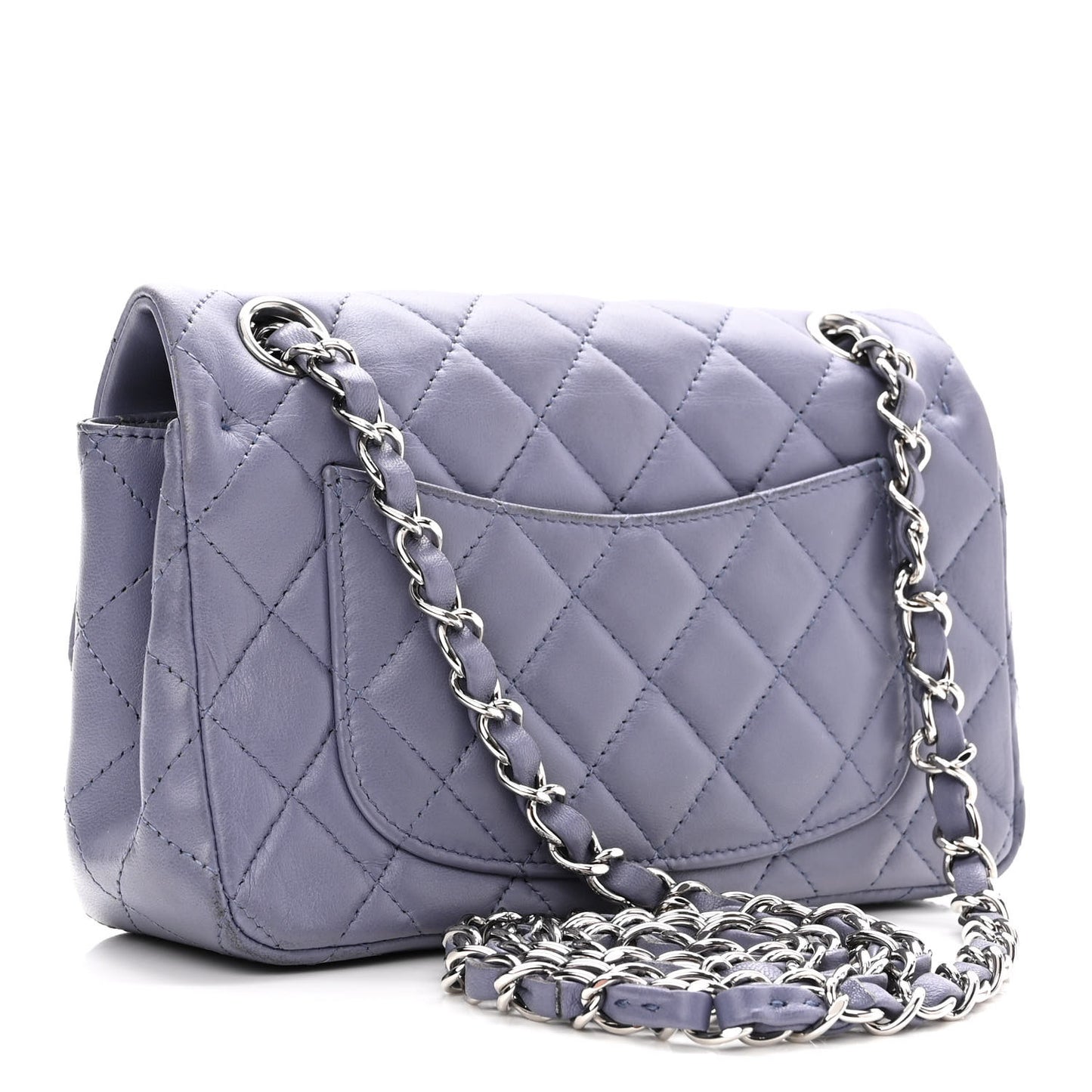 Lambskin Quilted Mini Rectangular Flap Light Purple