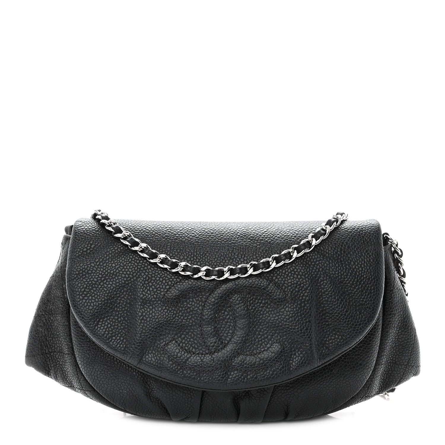 Chanel Caviar Half Moon Wallet On Chain WOC Black 1 of 13