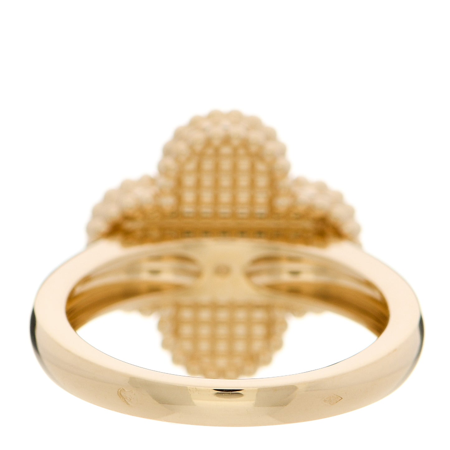 18K Yellow Gold Guilloche Vintage Alhambra Ring 52 6