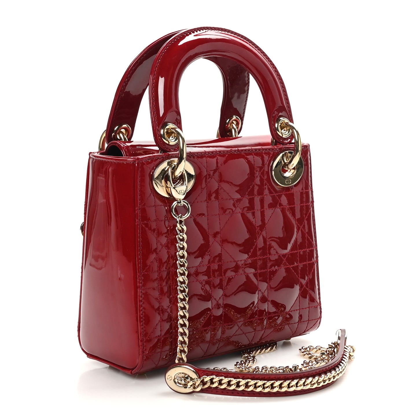 Patent Cannage Mini Lady Dior Rouge Cerise