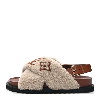 Louis Vuitton Shearling Paseo Flat Comfort Sandal 41 Nude 1 of 8