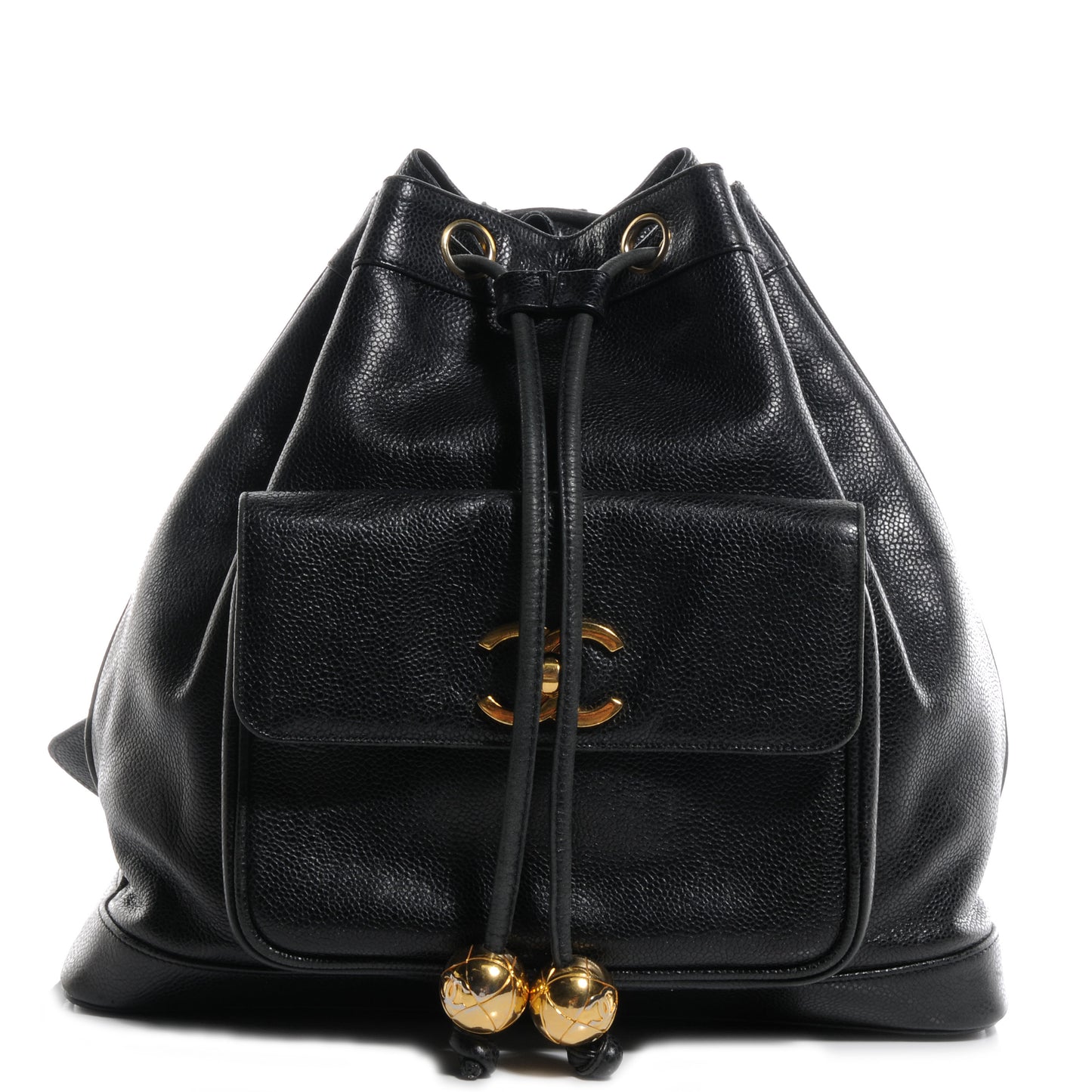 Caviar Drawstring Backpack Bag Black