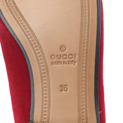 Gucci Velvet Horsebit Womens Jordaan Loafers 36 Hibiscus Red 8 of 9