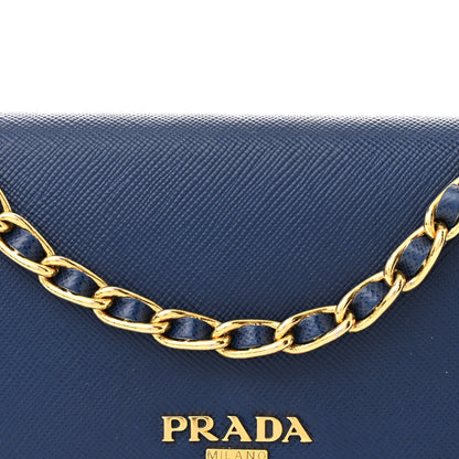 Prada Saffiano Metal Oro Chain Wallet Bleuette 9 of 12