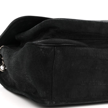 Saint Laurent Nubuck Crocodile Embossed Monogram Medium Niki Chain Satchel Black 8 of 10