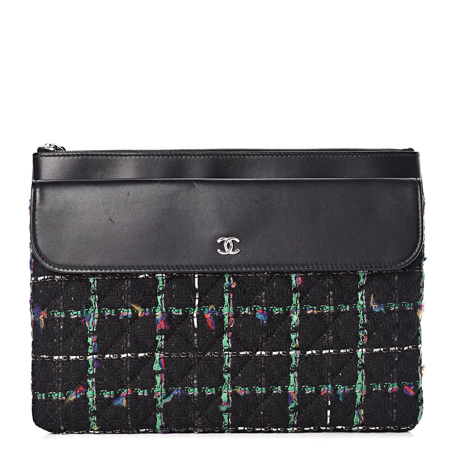 Chanel Lambskin Tweed Quilted Medium Flap Cosmetic Case Multicolor Black 1 of 7