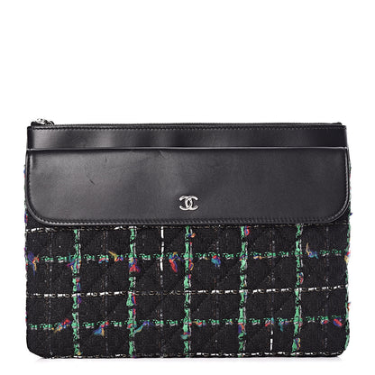 Chanel Lambskin Tweed Quilted Medium Flap Cosmetic Case Multicolor Black 1 of 7