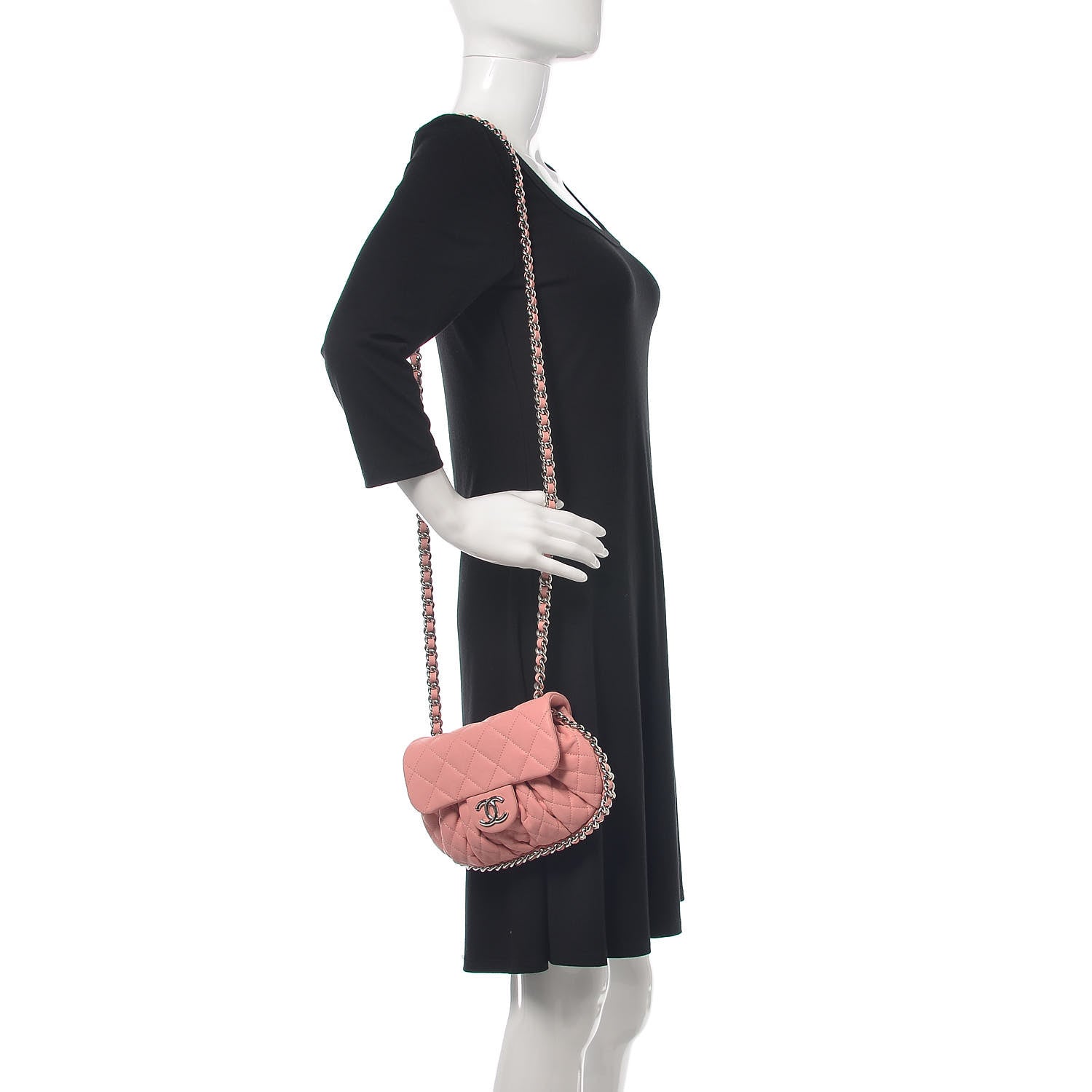 Chanel Washed Lambskin Quilted Mini Chain Around Messenger Pink 2 of 9