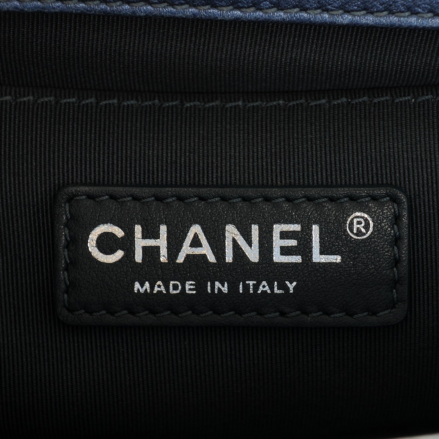 Metallic Calfskin Perforated Medium Boy Flap Blue