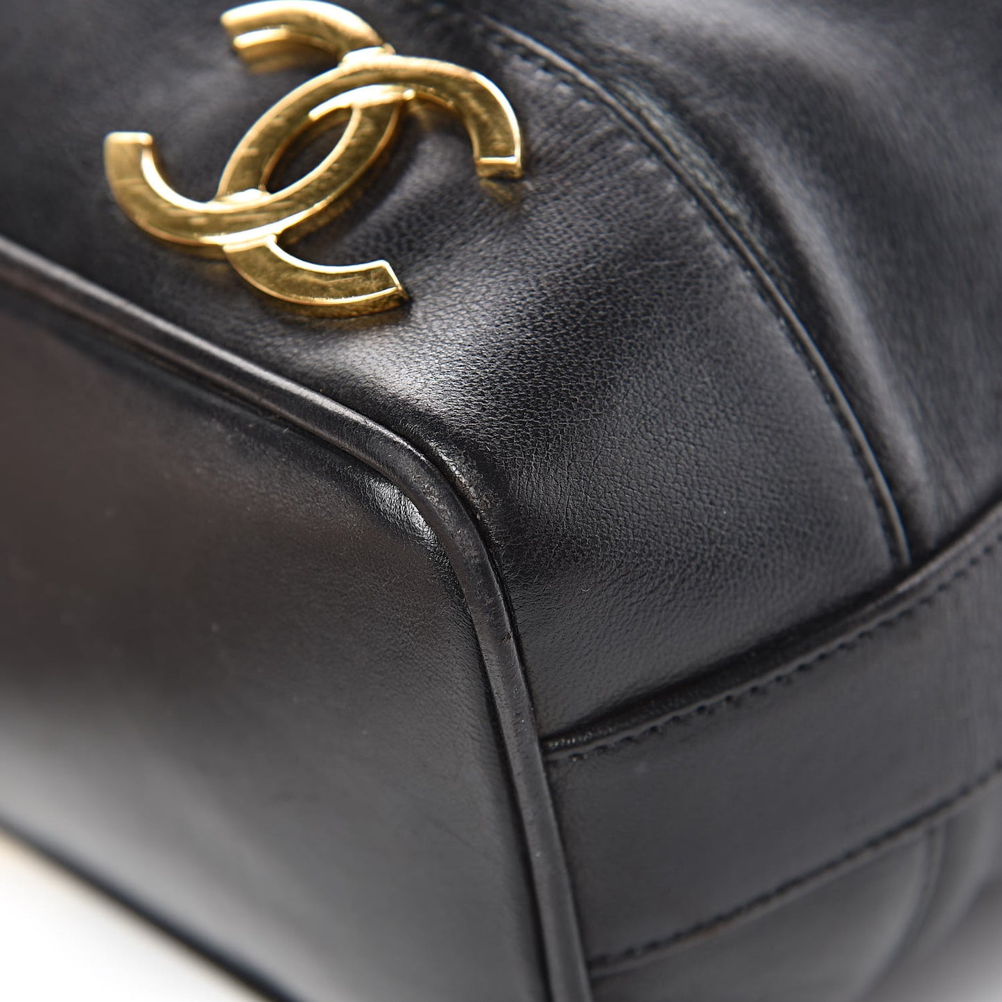 Lambskin CC Drawstring Shoulder Bag Black